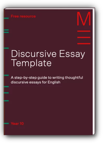 maroon book cover titled 'discursive essay template'