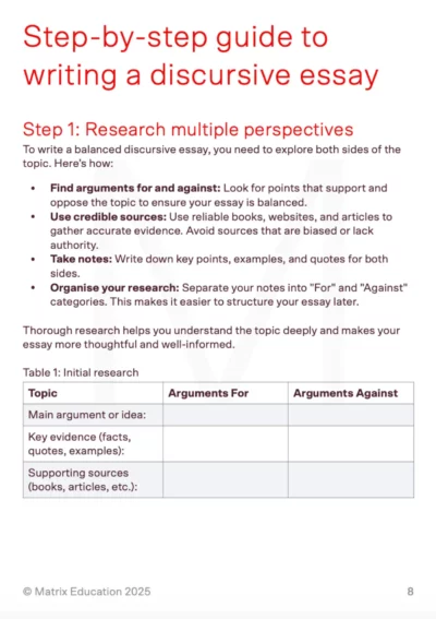 sample page showing a step-by-step guide on essay writing
