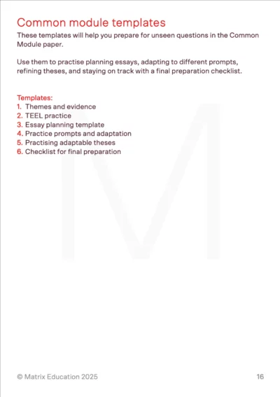 sample page showing templates included in common module guide