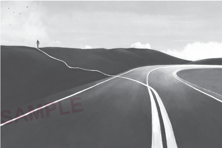 Illustration of a winding path diverging from a smooth highway, symbolising ideas in vce english section b