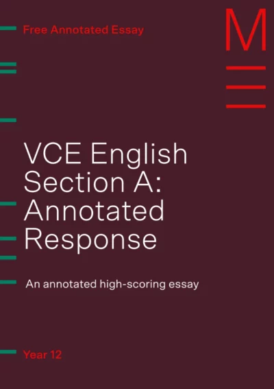 maroon book cover titled 'vce english section a annotated response'
