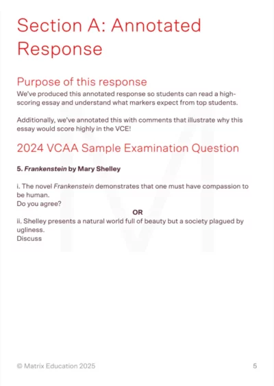 A page outlining the purpose of the annotated essay
