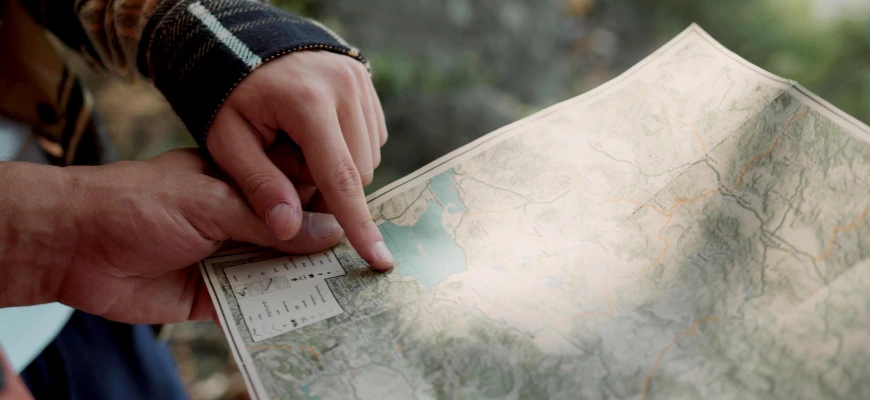 Hands pointing at a map, symbolising exploration, relevant to creative writing journeys.