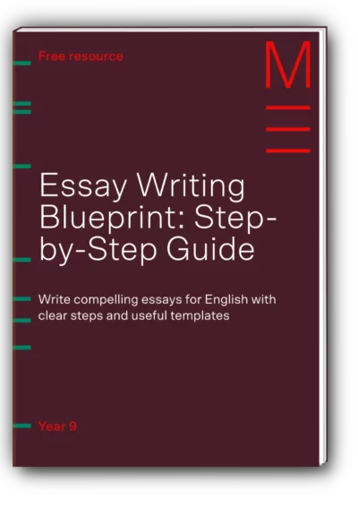 maroon book cover titled 'essay writing blueprint: step-by-step-guide'