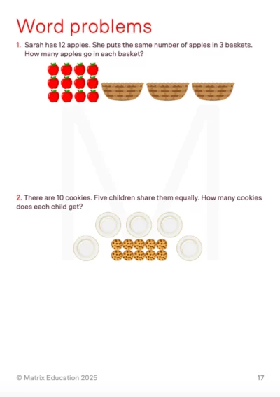 sample page of maths worksheet 'word problems'