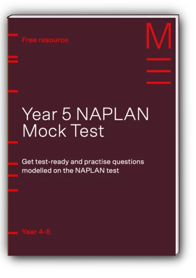 maroon book cover titled 'year 5 NAPLAN mock test'