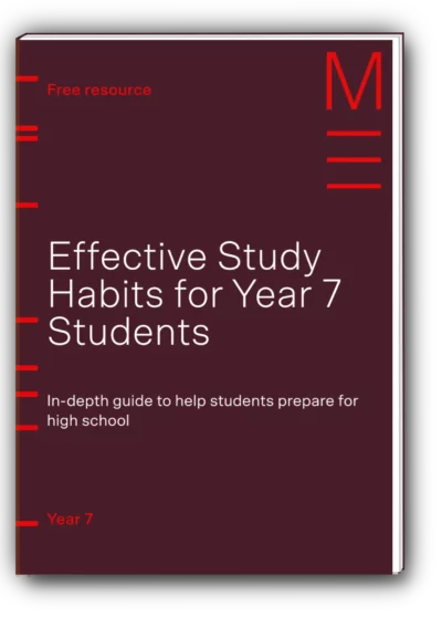 maroon book cover titled 'effective study habits for year 7 students'