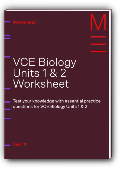 maroon book cover titled 'vce biology units 1 and 2 worksheet'