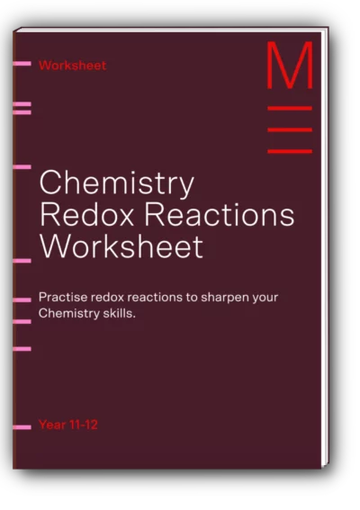 maroon book cover titled 'chemistry redox reactions worksheet'