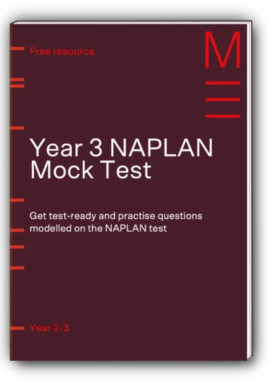 maroon book cover titled 'year 3 NAPLAN mock test'