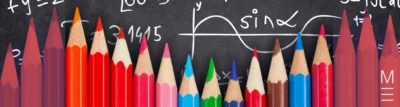 matrix education cover for 'a guide to solving quadratic equations' colour pencils against a chalkboard