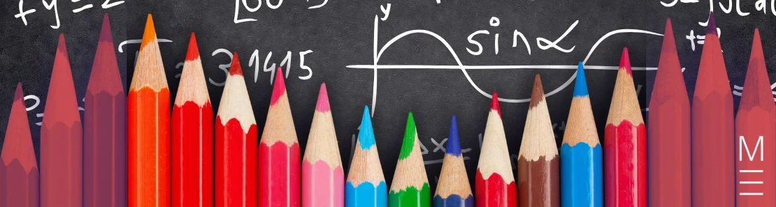 matrix education cover for 'a guide to solving quadratic equations' colour pencils against a chalkboard
