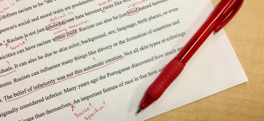 matrix education a printed essay with red pen corrections