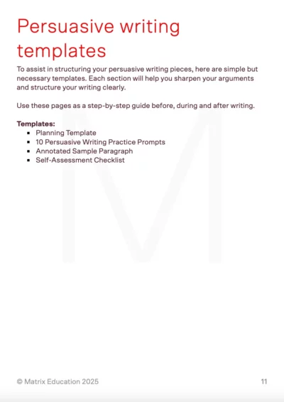 matrix education 'persuasive writing toolkit' templates