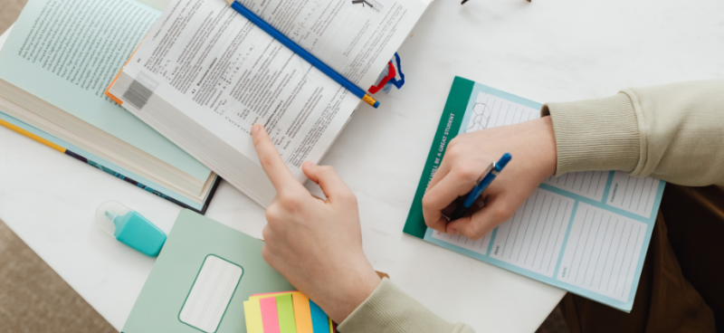 matrix education student studying with textbook to get a high atar