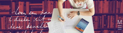 Matrix Education student studying vce english with text in the background
