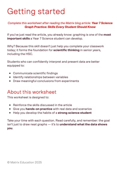 matrix education sample introduction page to science graph worksheet