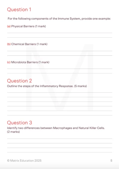 matrix education vce biology unit 4 worksheet