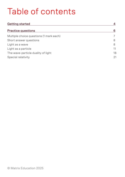 matrix education vce physics test