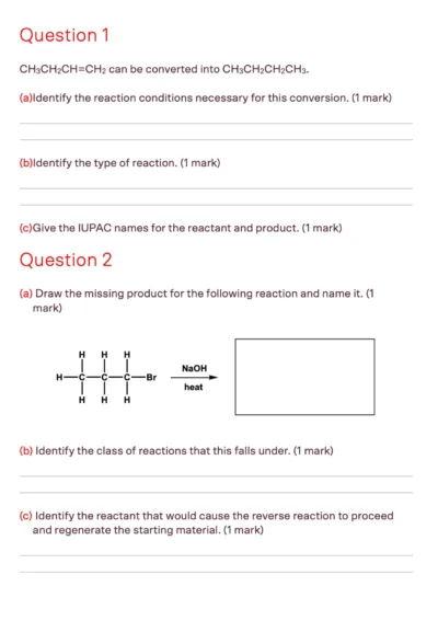 matrix education vce chemistry unit 4 worksheet